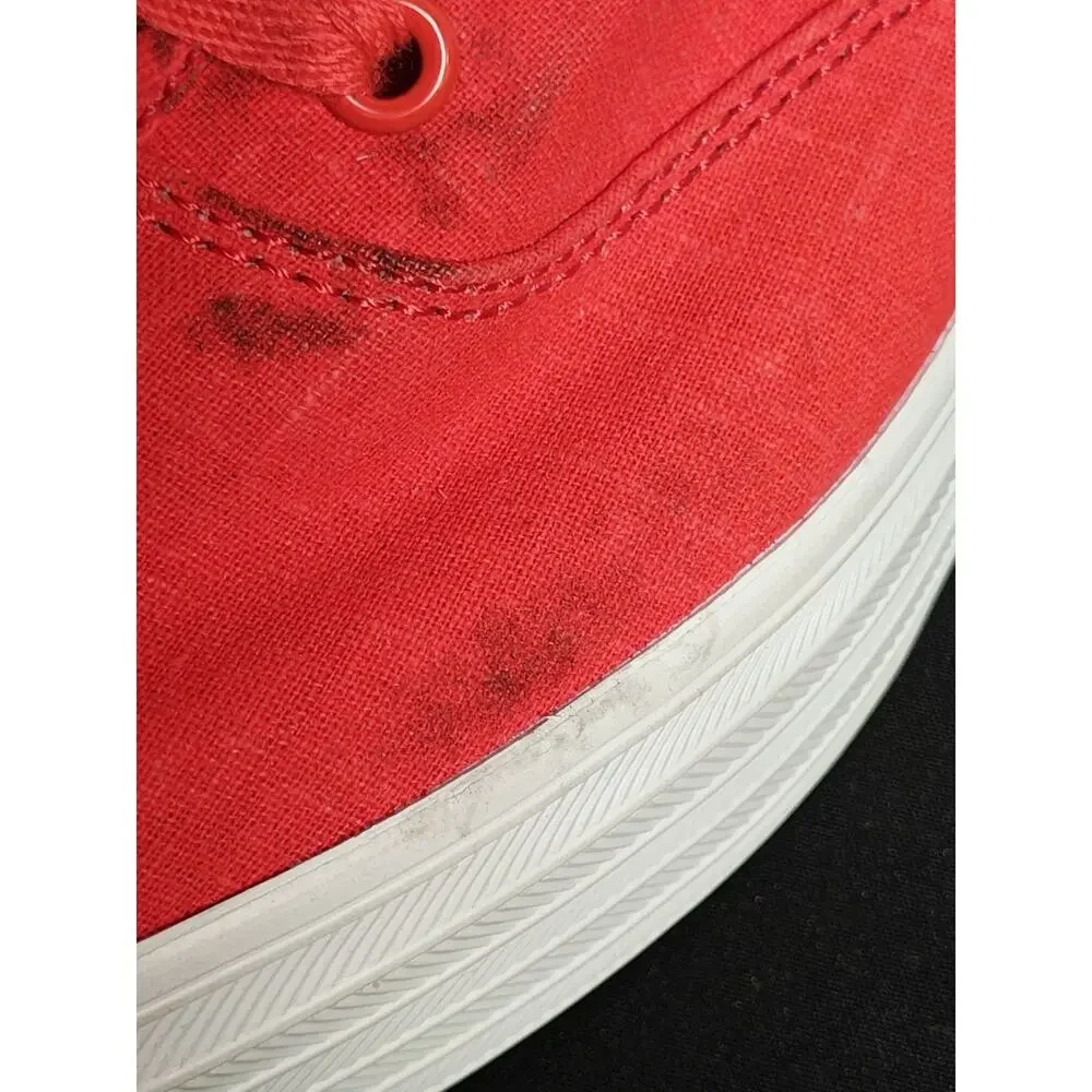 KEDS Women's 7 Red Linen Point Lace Up Sneakers New Blemishes